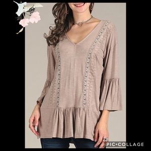 Suzanne Betro Taupe Tunic NWT